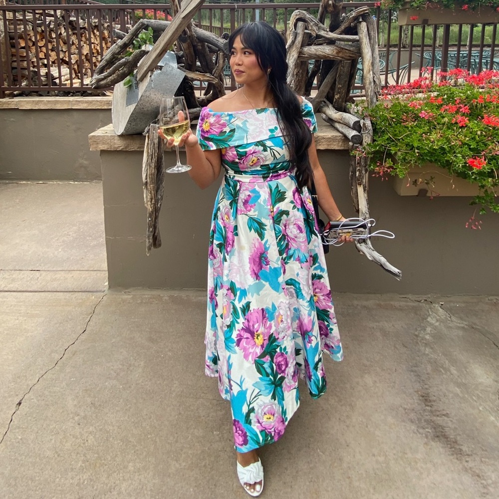 ASOS Off shoulder Floral Midi Dress